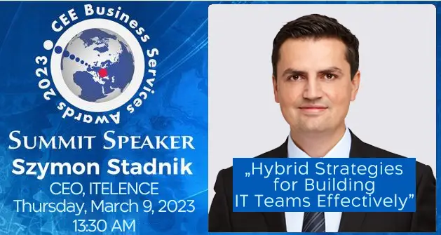 Szymon Stadnik, CEO of ITELENCE, speaking at the CEE Business Services Summit 2023