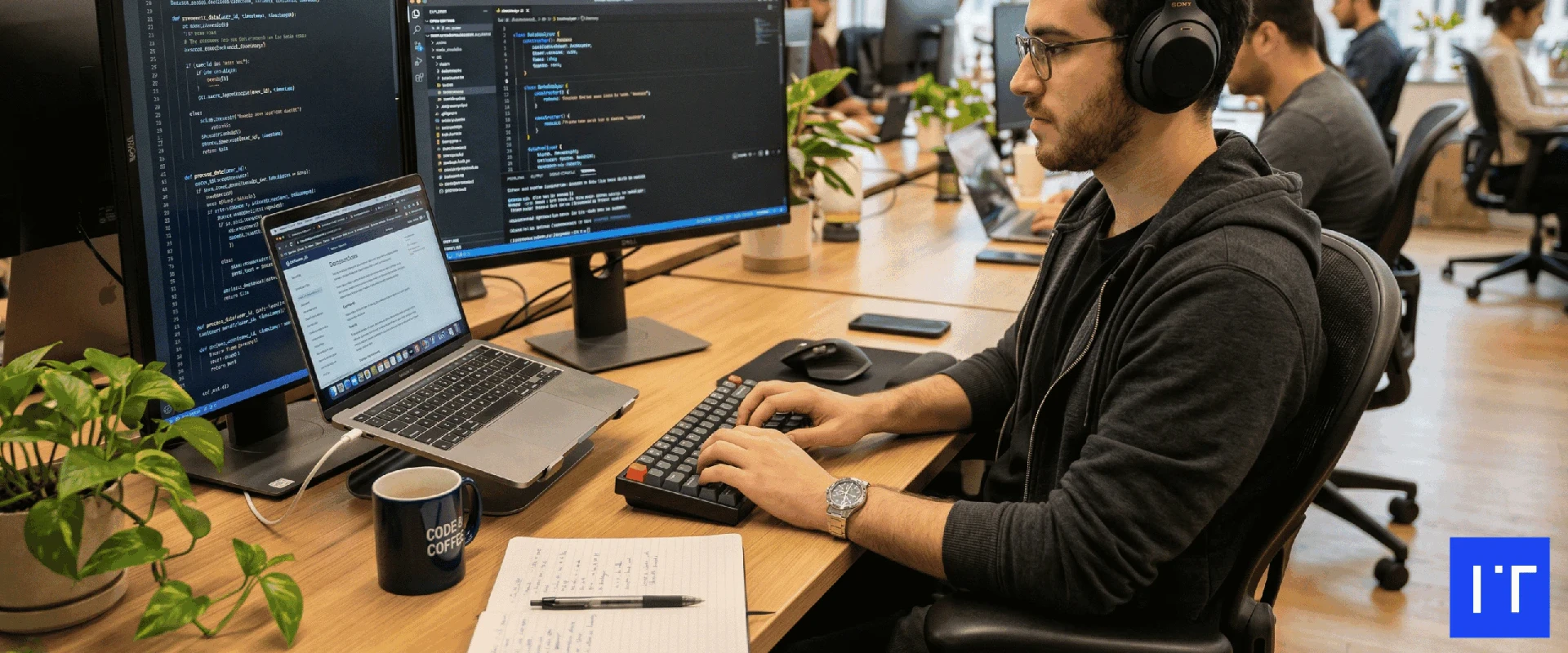 Nearshore software development team managing intellectual property and governance across distributed locations