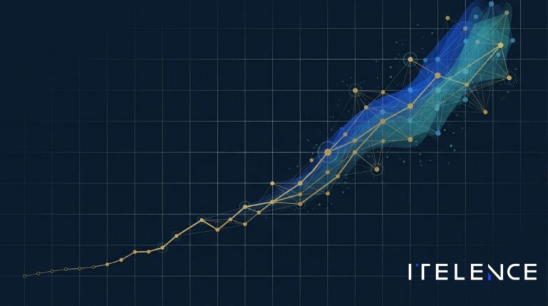 Illustration of data pipelines multiplying and tangling over time, with a rising cost curve above them